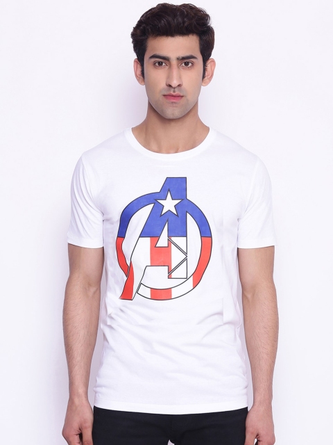 

Marvel Avengers Men Captain America White Printed Round Neck T-shirt