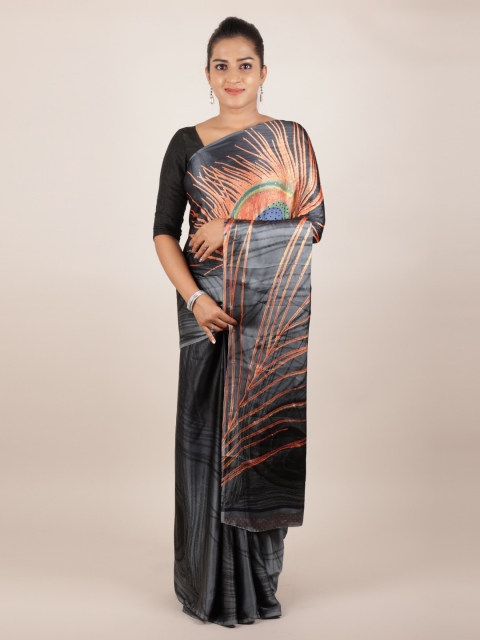 

Pothys Grey Printed Satin Saree