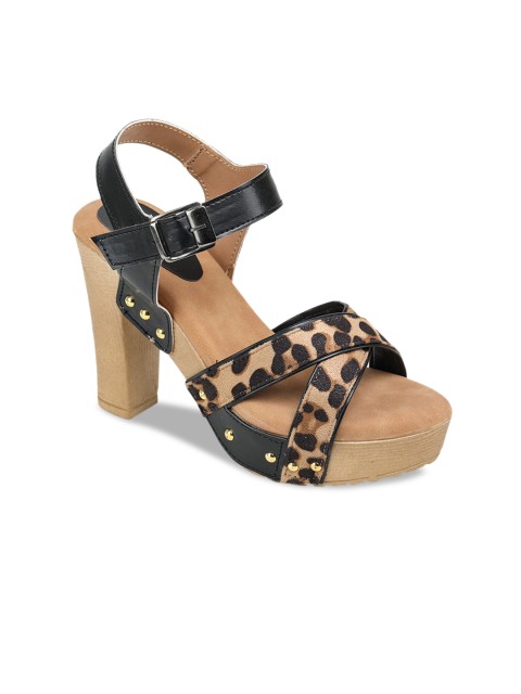 

TRASE Women Black Animal Printed Pumps