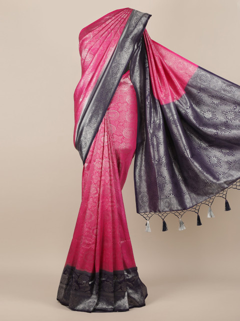 

Pothys Pink Woven Design Jute Silk Saree