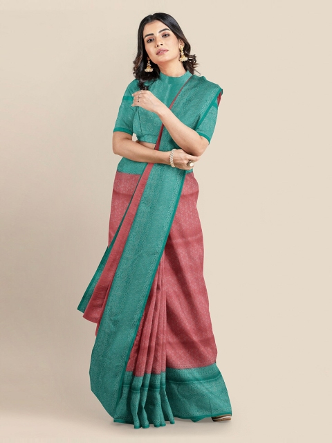 

KLM Fashion Mall Red Silk Blend Woven Design Banarasi Saree