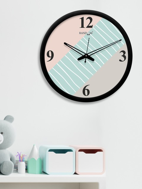 

RANDOM Peach-Coloured & Sea Green Round Printed 30.4 cm Analogue Wall Clock