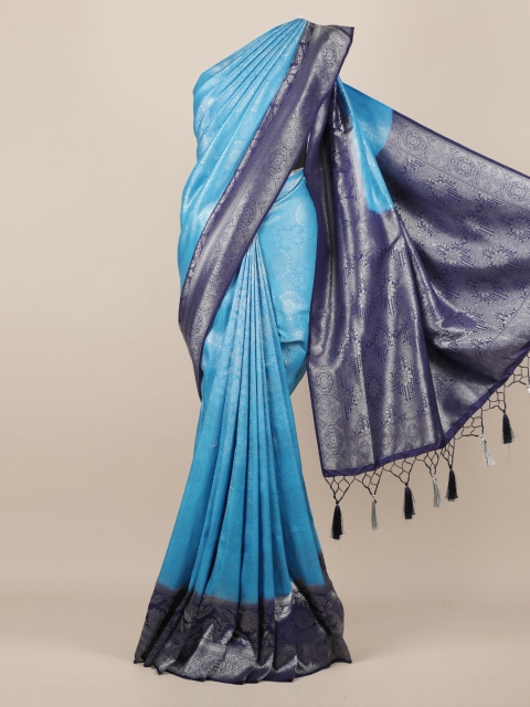 

Pothys Blue Woven Design Jute Silk Saree