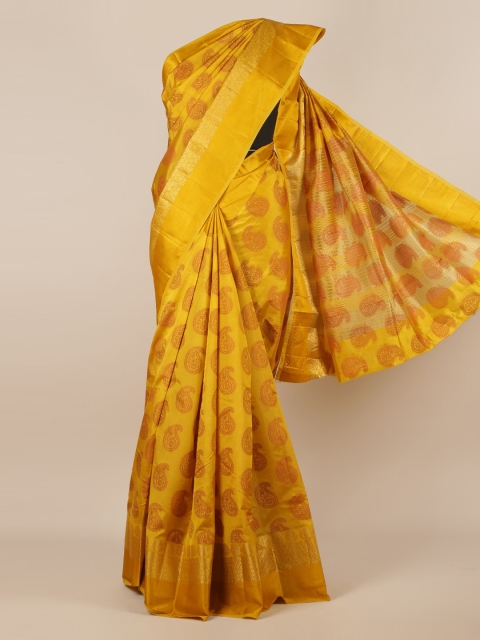 

Pothys Yellow Woven Design Jute Silk Saree