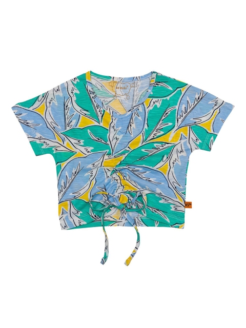 

Kid Studio Girls Yellow & Green Floral Printed Pure Cotton Crop Top