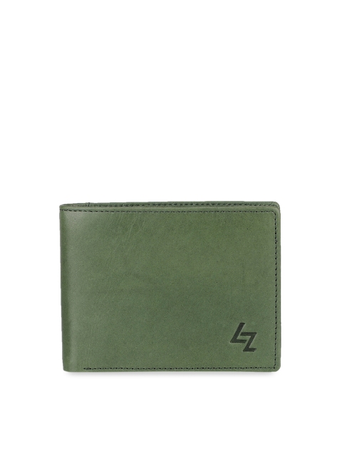 

Leather Zentrum Men Green Solid RFID Genuine Leather Two Fold Wallet