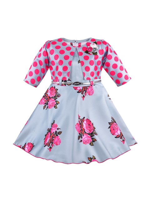 

Wish Karo Girls Pink Printed Fit and Flare Dress