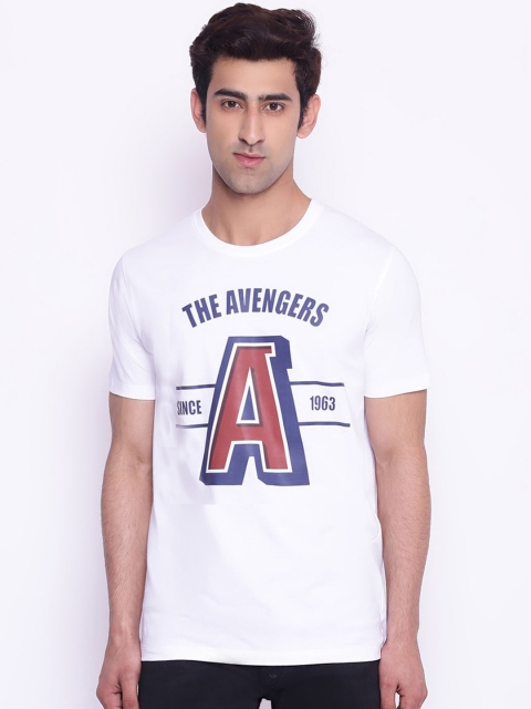 

Marvel Avengers Men White Printed Round Neck Cotton T-shirt