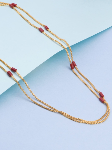 

Alankruthi Gold-Toned & Maroon Brass Gold-Plated Layered Chain