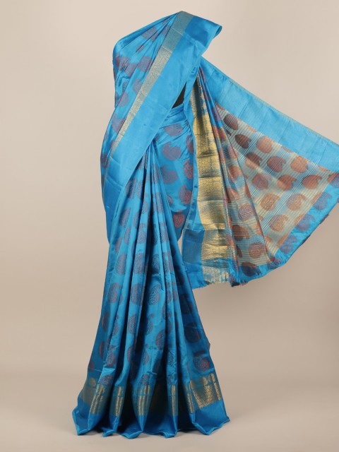 

Pothys Blue Woven Design Jute Silk Saree