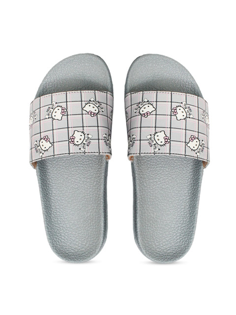 

FREECO Women Grey Printed Sliders