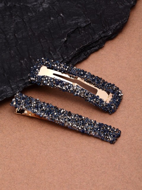 

Ferosh Black & Gold-Toned Set of 2 Embellished Bobby Pins