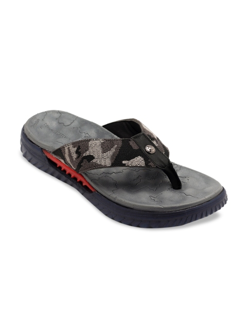 

TRENDS & TRADES Men Black & Grey Printed Thong Flip-Flops