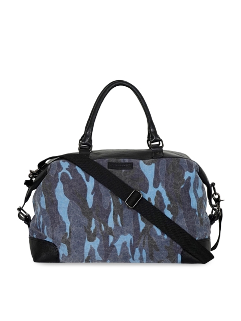 

Justanned Unisex Blue & Black Camouflage Printed Medium Duffel Bag