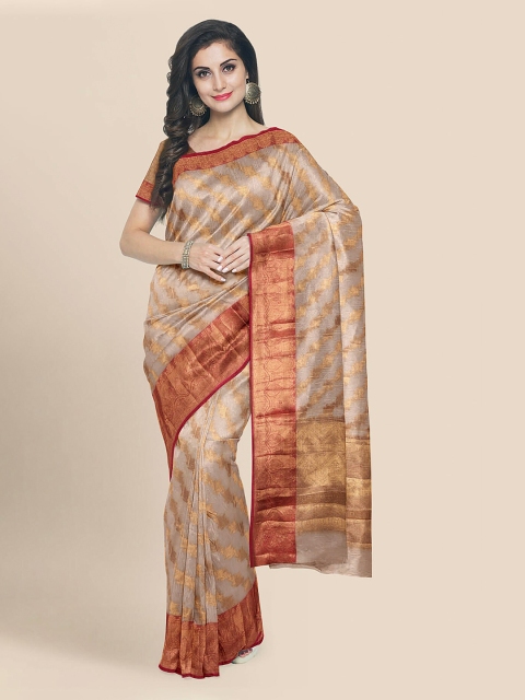 

KLM Fashion Mall Off-White Silk Blend Woven Design Banarasi Saree