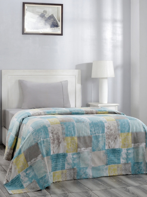 

MASPAR Blue & White Printed 210 TC Cotton Single Bed Duvet Cover With 1 Pillow Cover