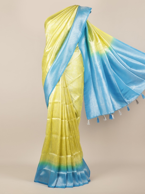 

Pothys Yellow & Blue Jute Silk Woven Design Saree