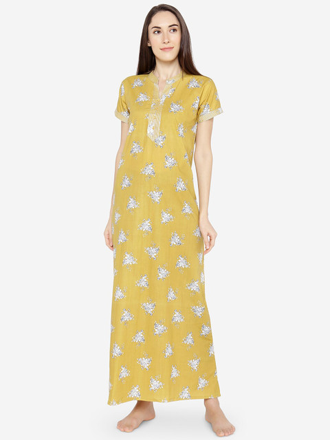 

Sand Dune Yellow & White Printed Nightdress