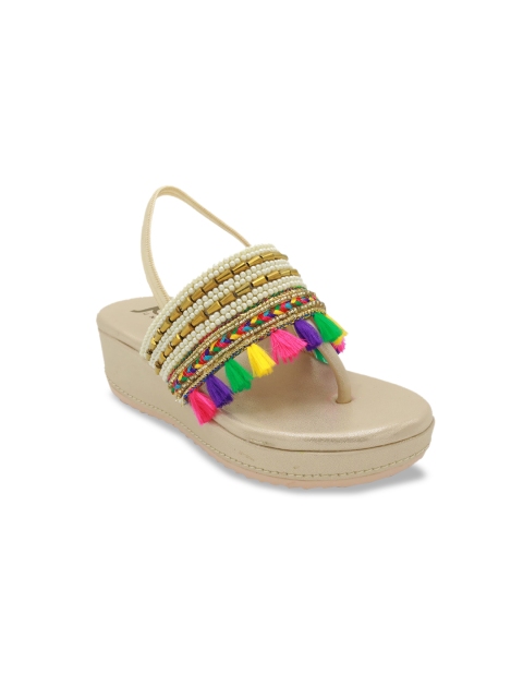 

Jazzy Juniors Girls Gold-Toned Woven Design Sandals