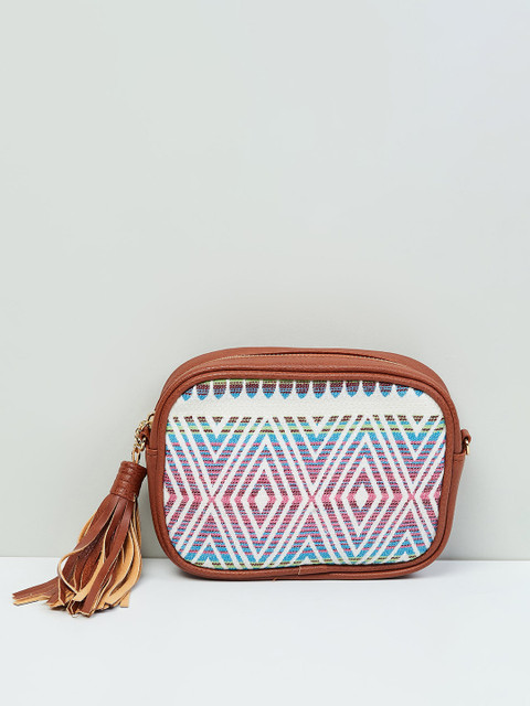 

max White & Brown Printed Sling Bag