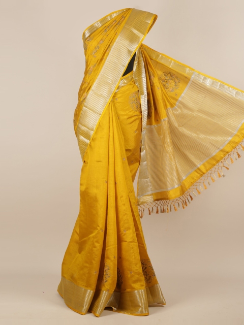

Pothys Mustard Yellow Woven Design Jute Silk Saree