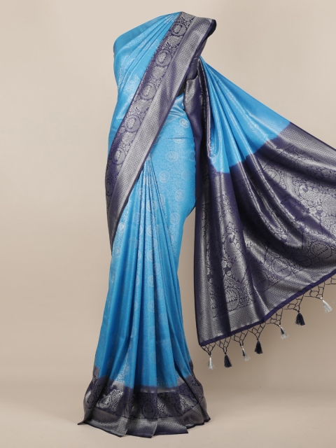 

Pothys Blue & Silver-Coloured Jute Silk Woven Design Saree