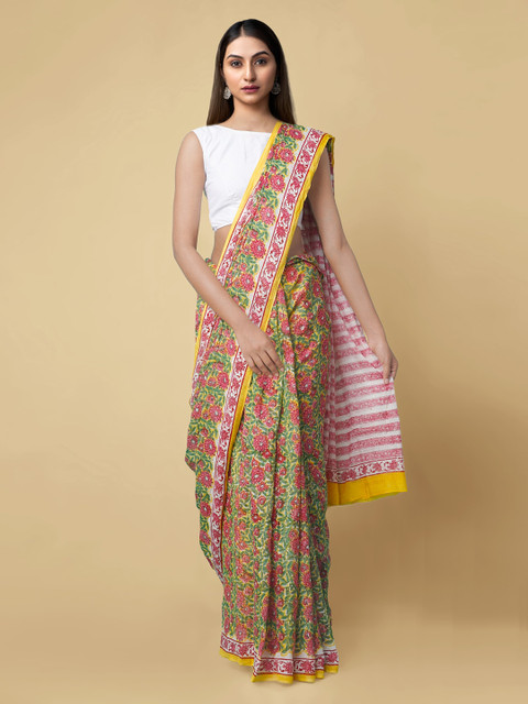 

Unnati Silks Green Pure Cotton Printed Kota Saree