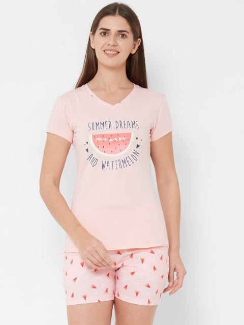 

Sweet Dreams Women Pink & Grey Printed Night suit
