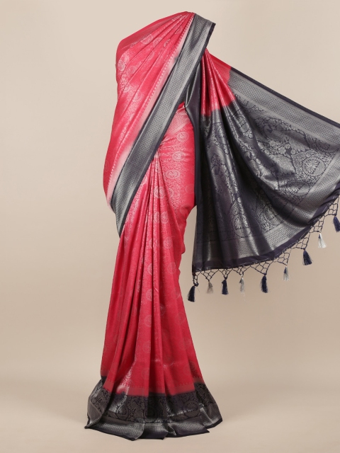 

Pothys Pink & Black Jute Silk Woven Design Saree
