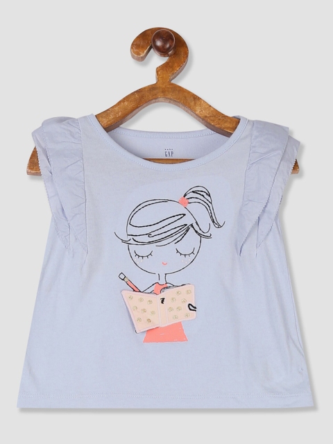 

GAP Girls Blue & Pink Embroidered A-line Top