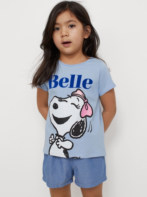 

H&M Girls Blue & White Motif-Front Top