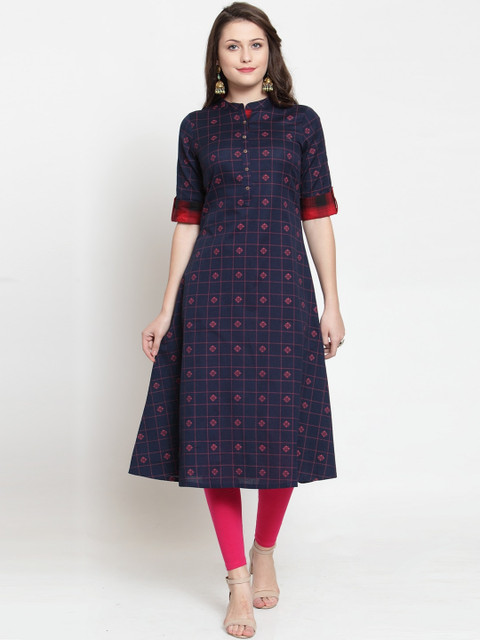 

Kiaasa Women Navy Blue Printed Kurta