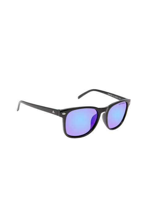 

David Blake Unisex Blue Lens & Black Wayfarer Sunglasses With