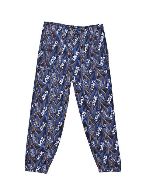 

SWEET ANGEL Girls Blue & White Printed Straight-Fit Track Pants