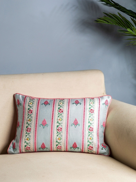 

Pure Home and Living Blue & Pink Set of Single Floral Rectangle Cushion Covers
