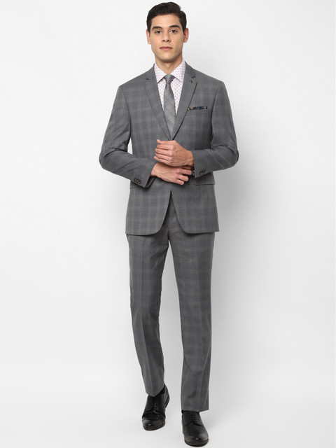 

Allen Solly Men Grey Checked Slim Fit Single-Breasted Formal Suit