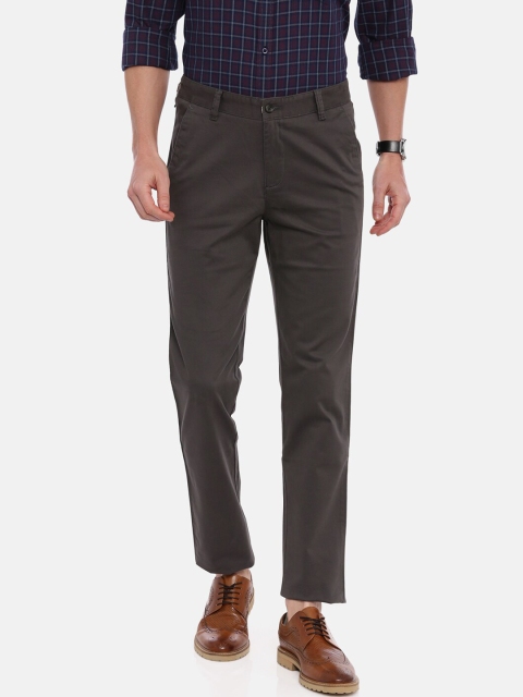 

CROYDON Men Grey Solid Tapered Fit Regular Trousers