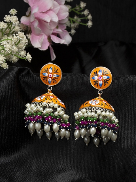

Moedbuille Orange Contemporary Jhumkas