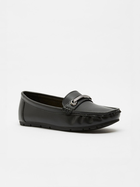

Shoexpress Women Black Solid Horsebit Loafers