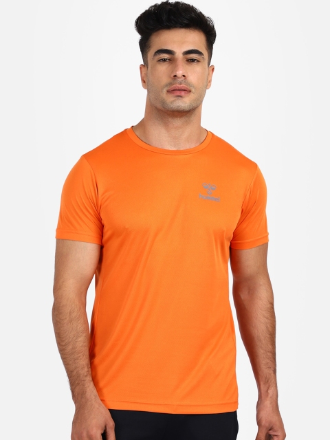 

hummel Men Orange Solid Round Neck T-shirt