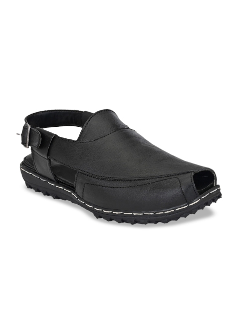 

Sir Corbett Men Black Shoe-Style Leather Sandals