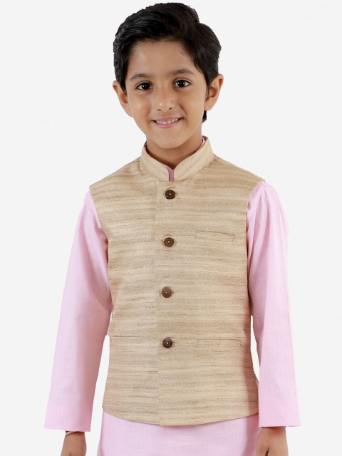 

VASTRAMAY Boys Beige Solid Nehru Jacket