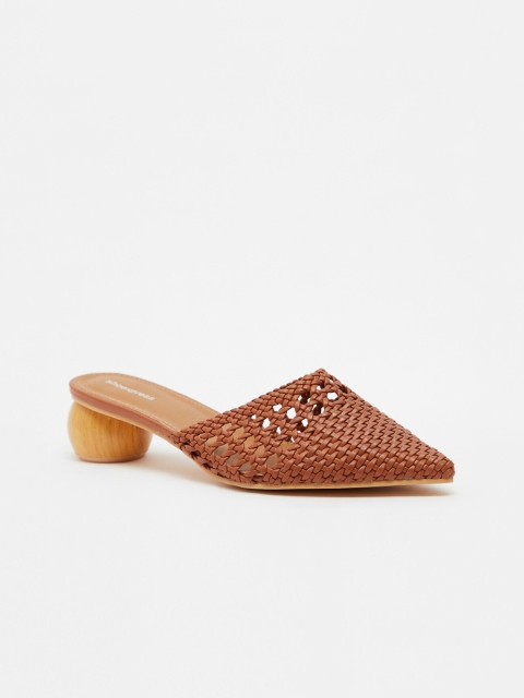 

shoexpress Women Beige Textured Heeled Mules