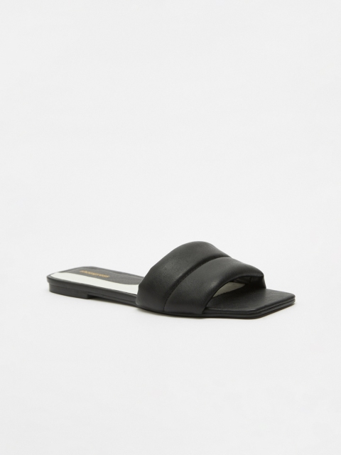 

shoexpress Women Black Solid PU Open Toe Flats