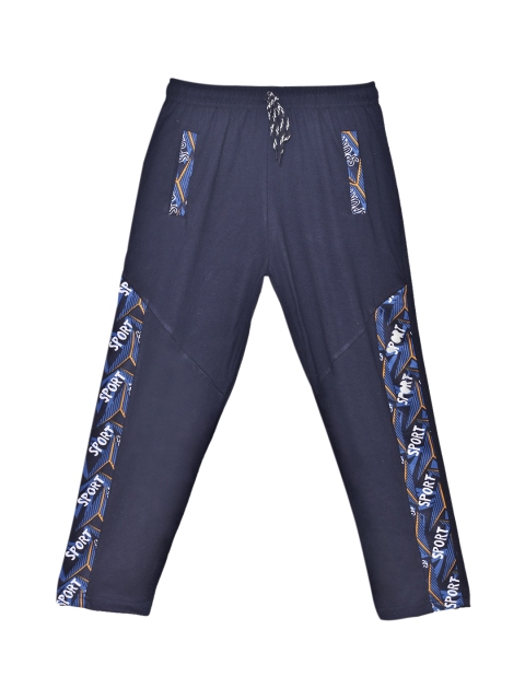 

SWEET ANGEL Boys Navy Blue & White Printed Straight-Fit Track Pants