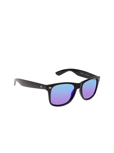 

David Blake Unisex Blue Lens & Black Wayfarer Sunglasses With