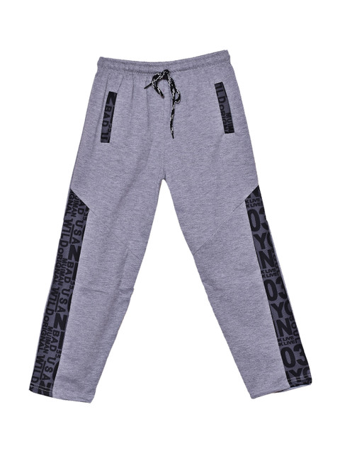 

SWEET ANGEL Boys Grey Melange & Black Solid Straight-Fit Track Pants