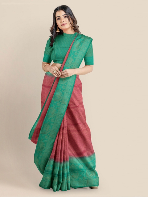 

KLM Fashion Mall Red Silk Blend Woven Design Banarasi Saree