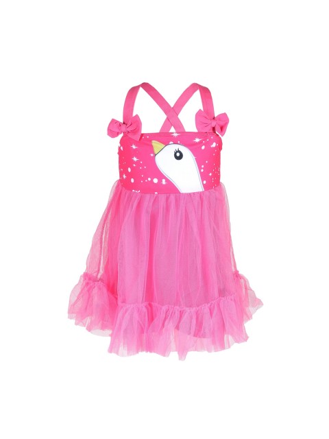 

PASSION PETALS Girls Pink & White Printed Swim Dress