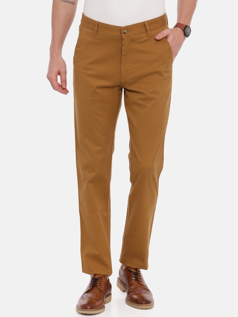 

CROYDON Men Khaki Tapered Fit Solid Cotton Chinos